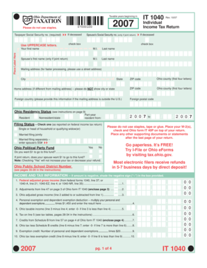 Ohio IT 1040 Individual Income Tax Return