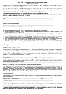 Blackwell Publishing Copyright Assignment Form