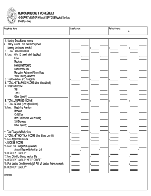 Budgeting worksheets - MEDICAID BUDGET WORKSHEET - nd