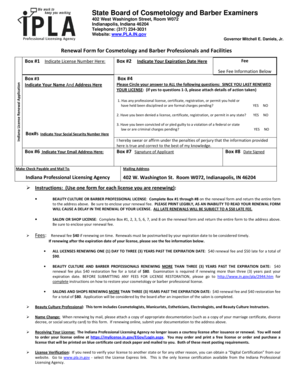 Indiana Cosmetology and Barber License Renewal Form