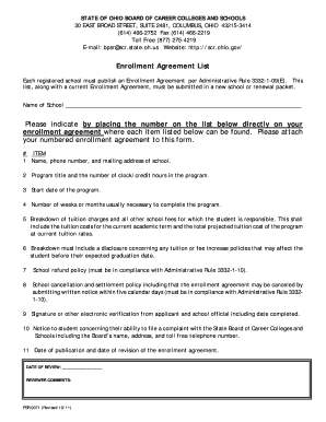 Ohio Enrollment Agreement Form