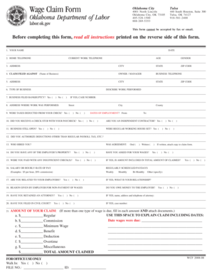 Oklahoma Wage Claim Form