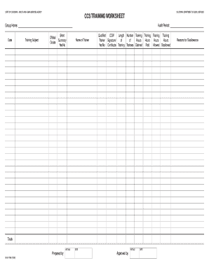 California CCS Training Worksheet