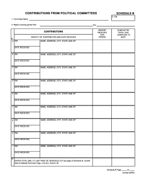Schedule B Political Contributions Form