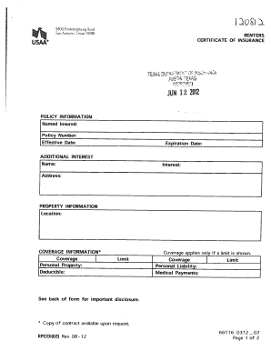 Certificate of Insurance