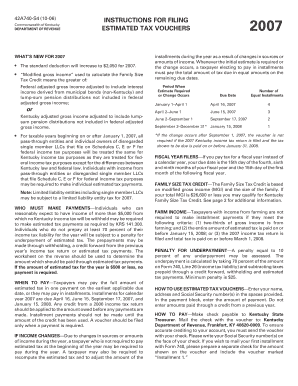 Kentucky Estimated Tax Vouchers 2007