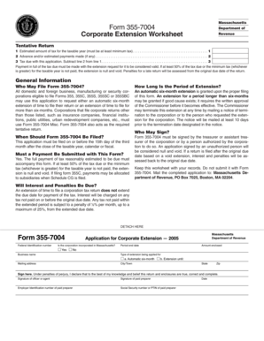 Massachusetts Corporate Extension Worksheet
