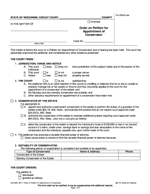 Order on Petition for Appointment of Conservator