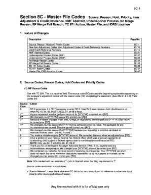 IRS Master File Codes Reference Guide