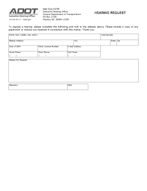 Arizona Department of Transportation Hearing Request