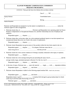Illinois Workers' Compensation Request for Hearing
