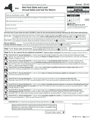 New York State Annual Sales and Use Tax Return
