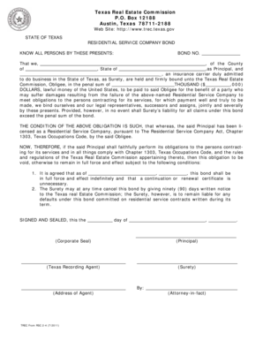 Texas Residential Service Company Bond