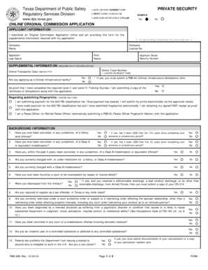 Texas Private Security Original Commission Application