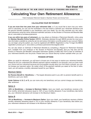 New Jersey Retirement Allowance Calculation Worksheet