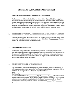 Real Estate Purchase Agreement Supplementary Clauses