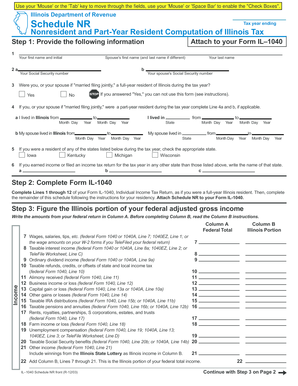 Illinois Schedule NR Nonresident Tax Form
