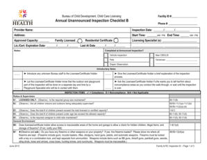 Child Care Licensing Annual Inspection Checklist