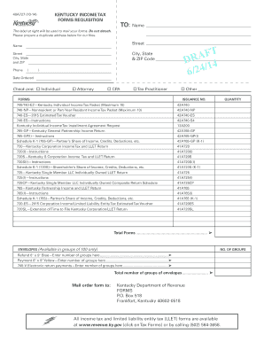 Kentucky Income Tax Forms Requisition