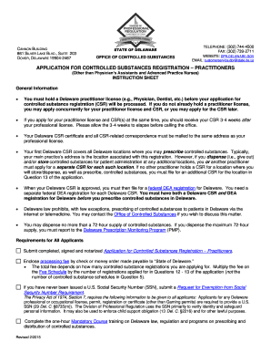 Delaware Controlled Substances Registration Application