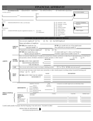 Financial Affidavit for Court Services