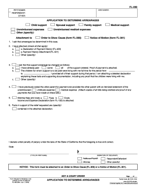 California Application to Determine Arrearages
