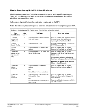 Master Promissory Note for Student Loans