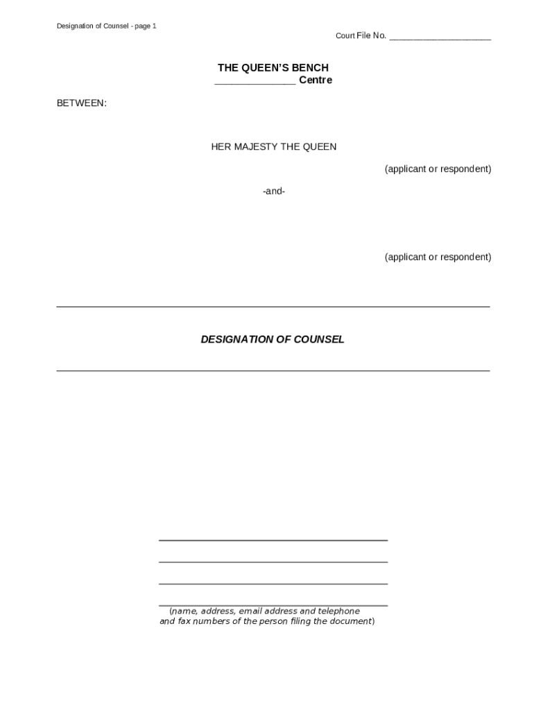 Designation of Counsel Doc Template pdfFiller