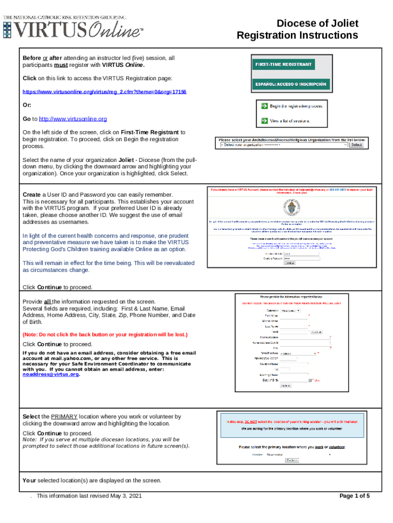 instructions for online registration for virtus training and Doc