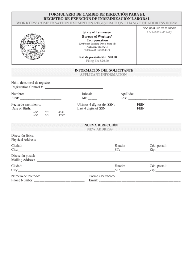 Completable En línea workers' compensation exemption registration ...