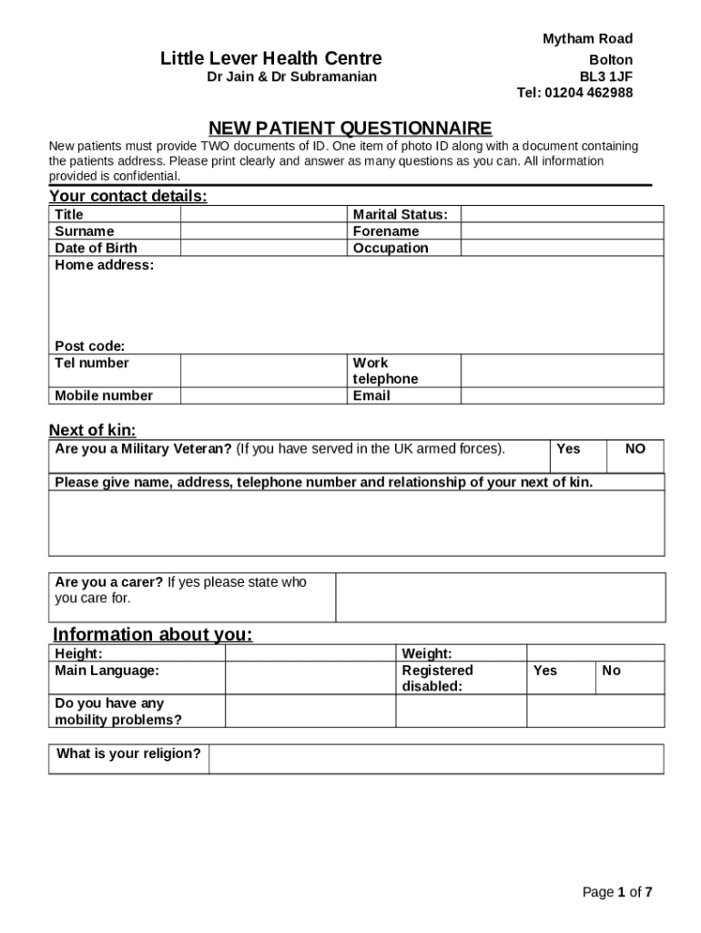 Little Lever Health Centre 2 Doc Template pdfFiller