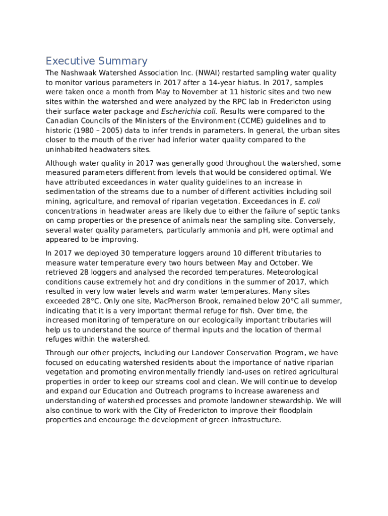 National Water Quality Inventory Report to Congress Doc Template