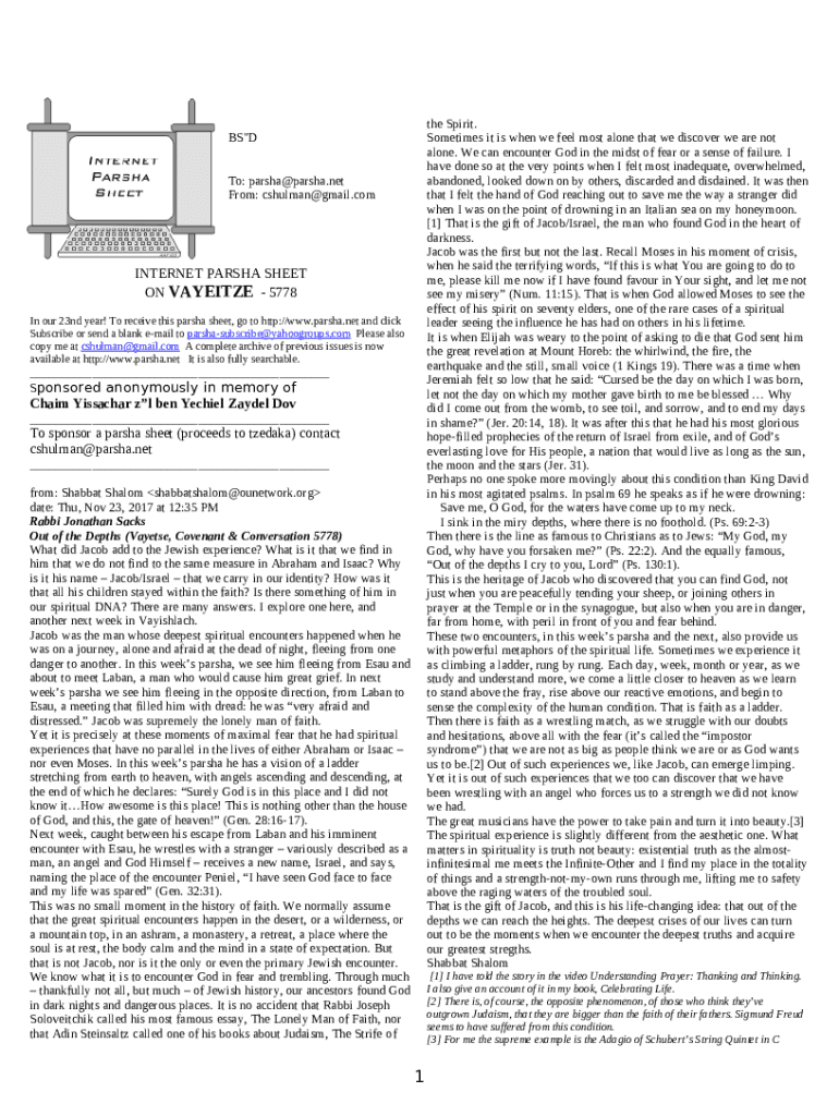 INTERNET PARSHA SHEET ON MISHPATIM Doc Template | pdfFiller