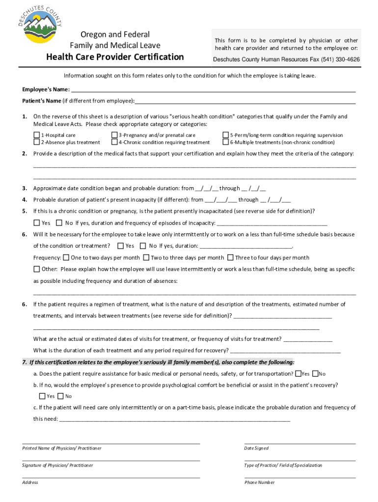 Fillable Online OFLA FMLA medical certification template.docx Fax Email ...