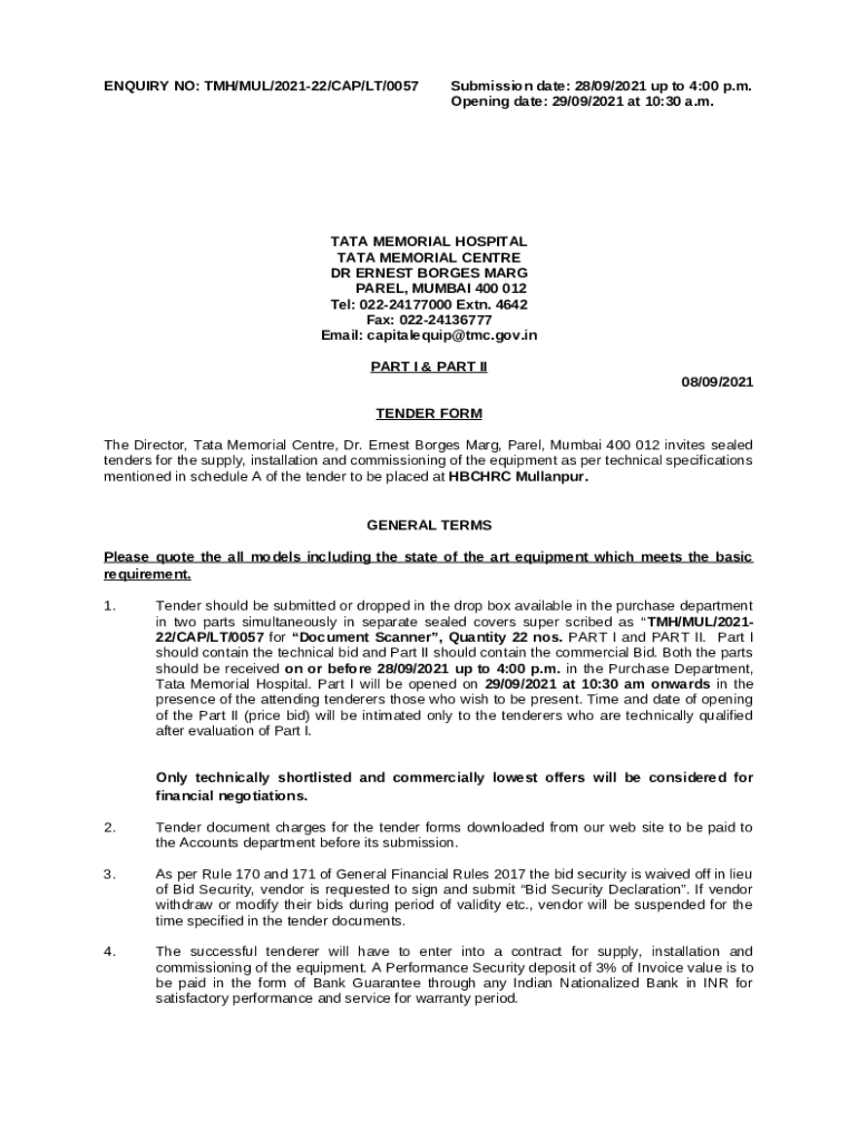 LT 0057 Document Scanner Tender Doc Template pdfFiller