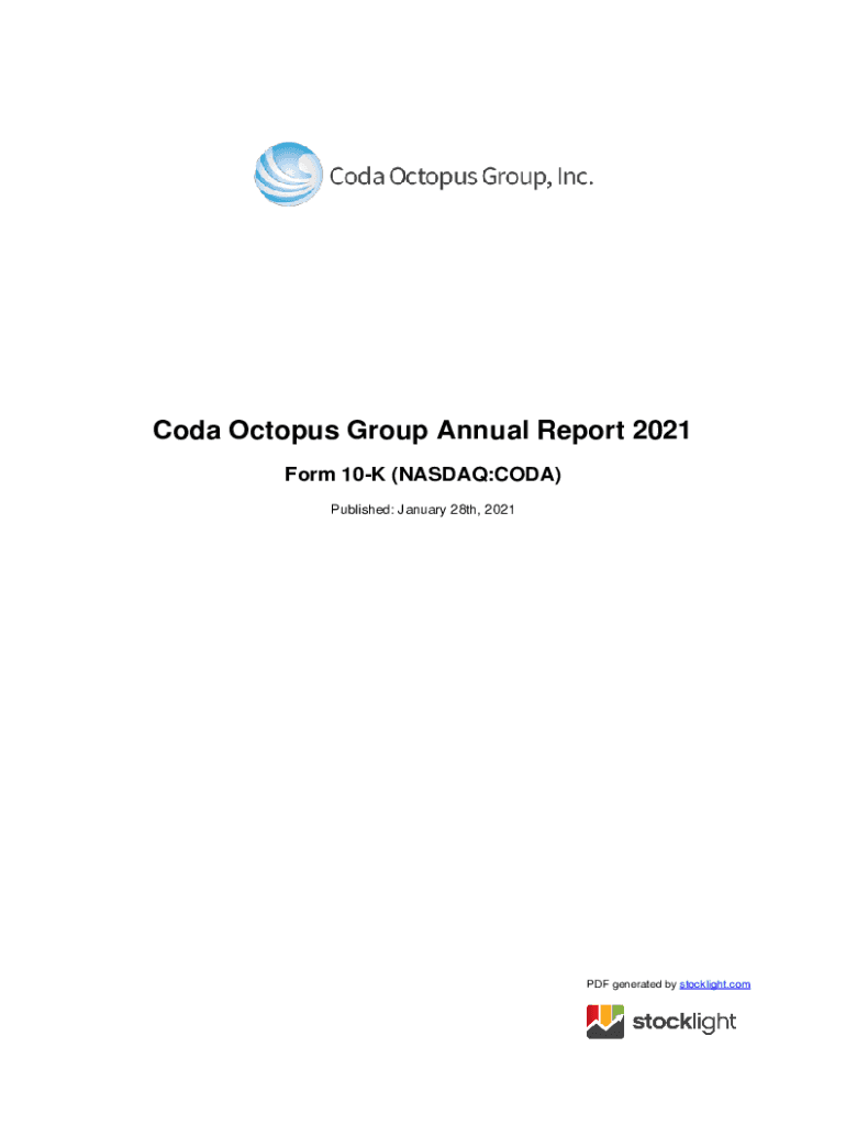 Fillable online coda octopus group inc coda sec filing 10 k annual