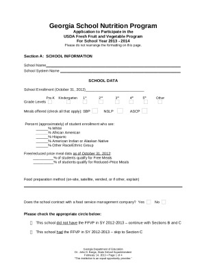APPLICATION TO PARTICIPATE IN THE FRUIT AND VEGETABLE PILOT Doc ...