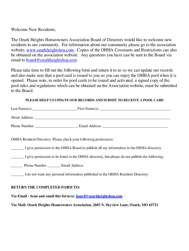 Fillable Online Letter & Resident GuideThe Village at Saratoga