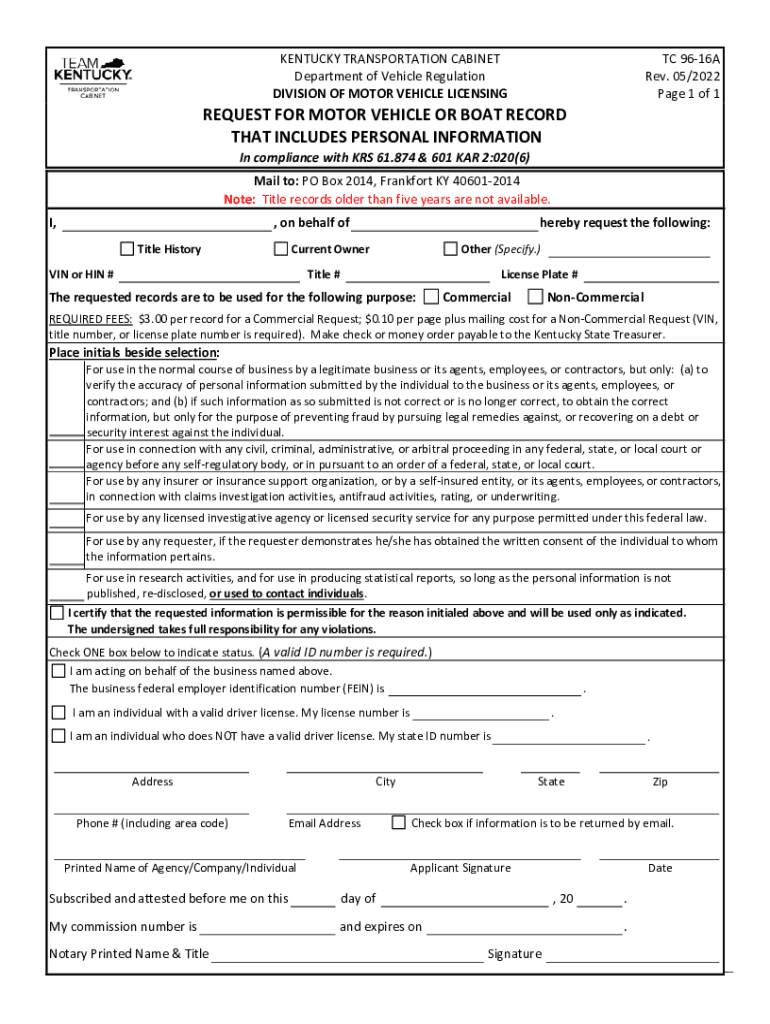 information tc 96 16a form Preview on Page 1