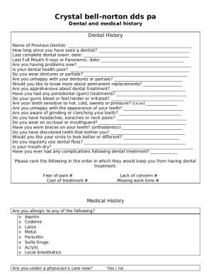 Crystal bell-norton dds pa Dental and medical history - ident.ws