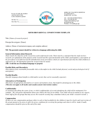 KBTH-IRB PARENTAL CONSENT FORM TEMPLATE Title