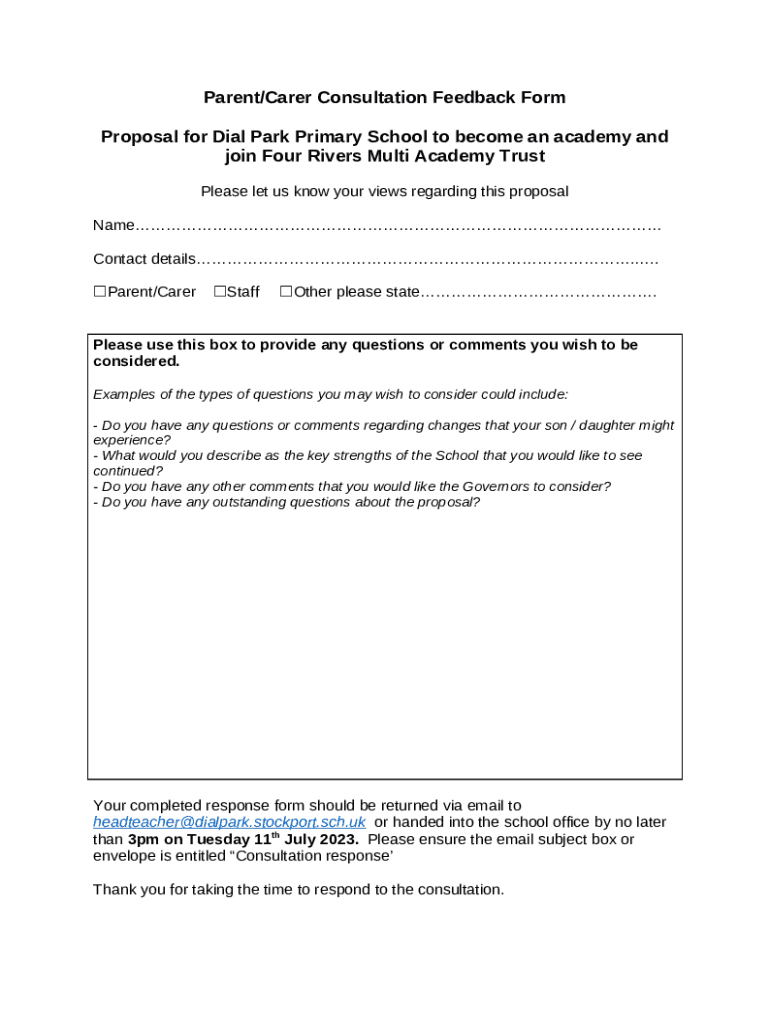 Decision Offerton Hall Nursery and Dial Park Primary Doc Template