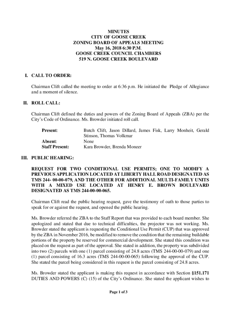 Fillable Online GOOSE CREEK COUNCIL CHAMBERS Fax Email Print pdfFiller