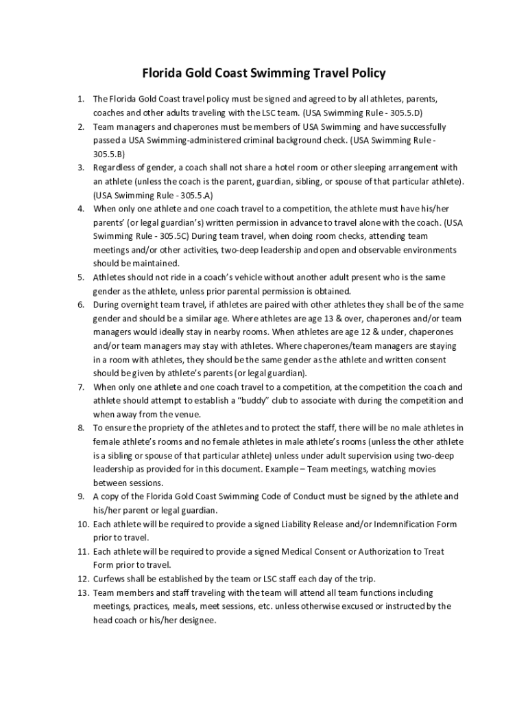 Fillable Online floridagoldcoastswimmingtravelpolicy048514090344