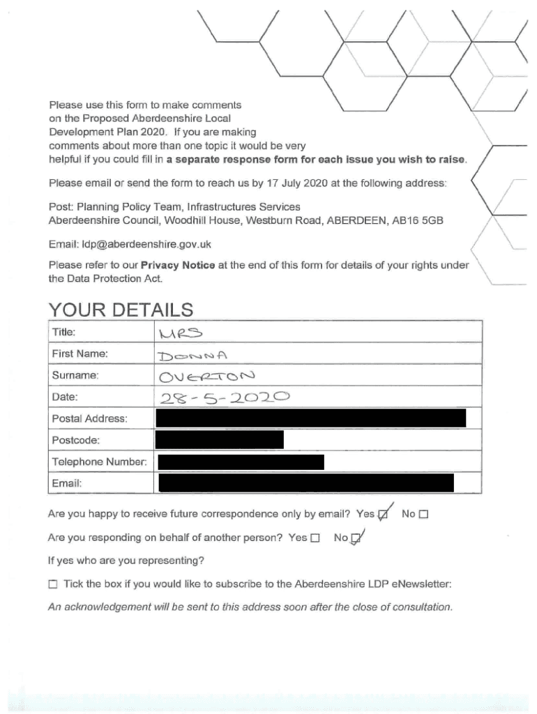 Fillable Online online aberdeenshire gov Aberdeenshire Council