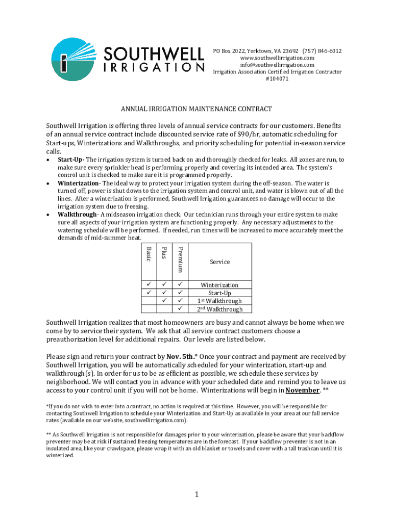 Fillable Online Southwell Irrigation L.L.CBetter Business Bureau Profile Fax Email Print pdfFiller