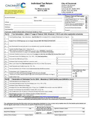 Fillable Online cincinnati city income tax div Fax Email Print - pdfFiller