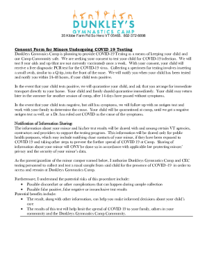Consent Form for Minors Undergoing COVID 19 Testing ...