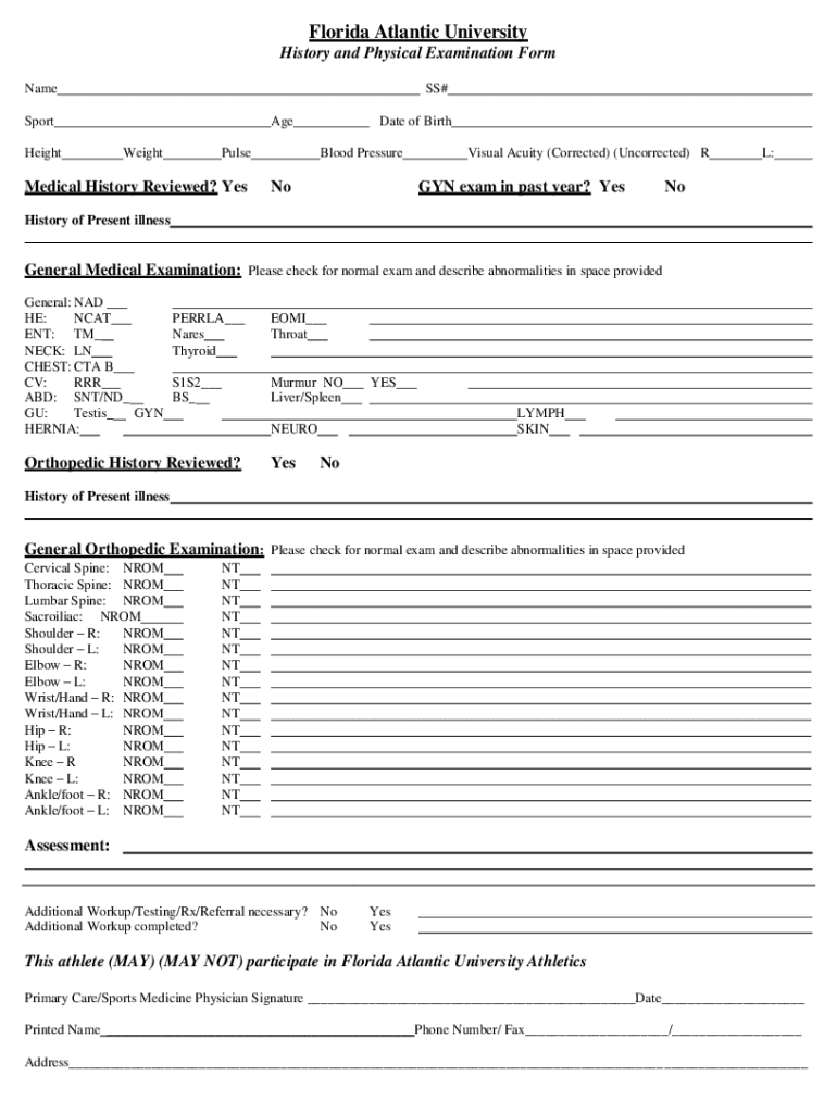 MEDICAL HISTORY AND EXAMINATION Preview on Page 1