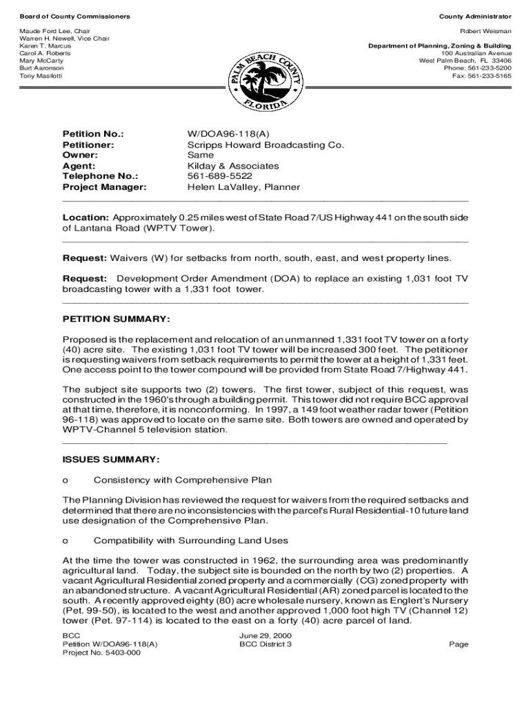 Fillable Online BCC Zoning 6/29/00 agenda item 96118a. BCC Zoning